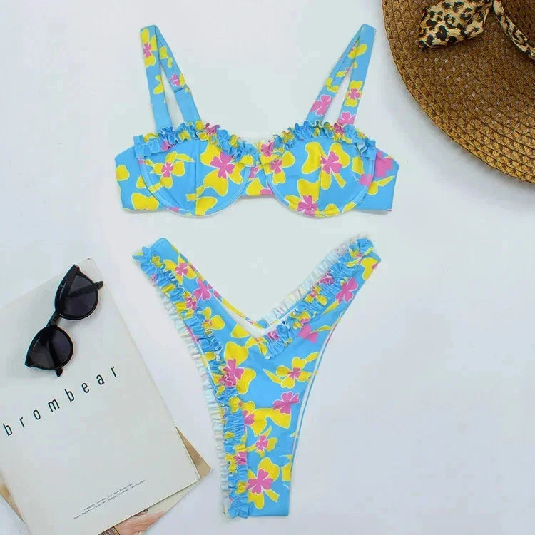 Women's Ruffled Pattern Bikini Swimsuit