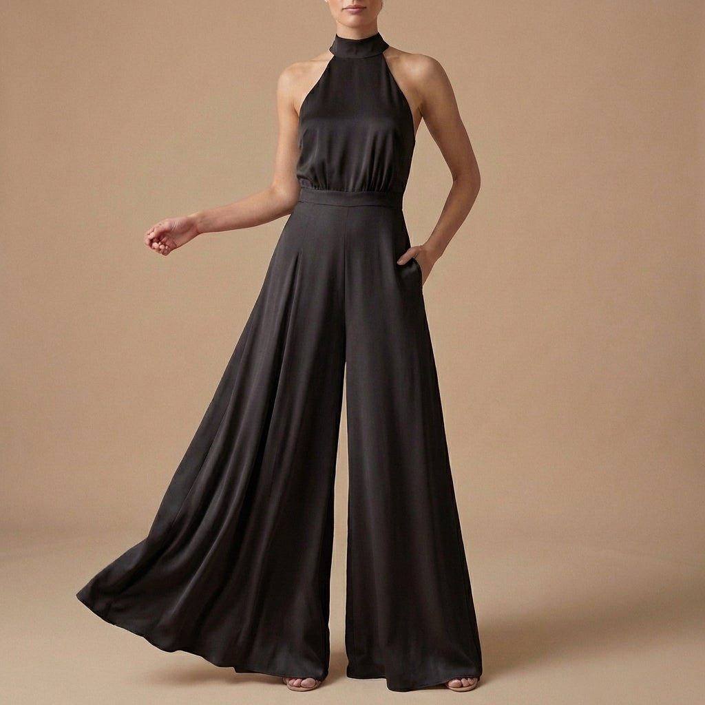 Women's Halter Neck Jumpsuit Wide Leg