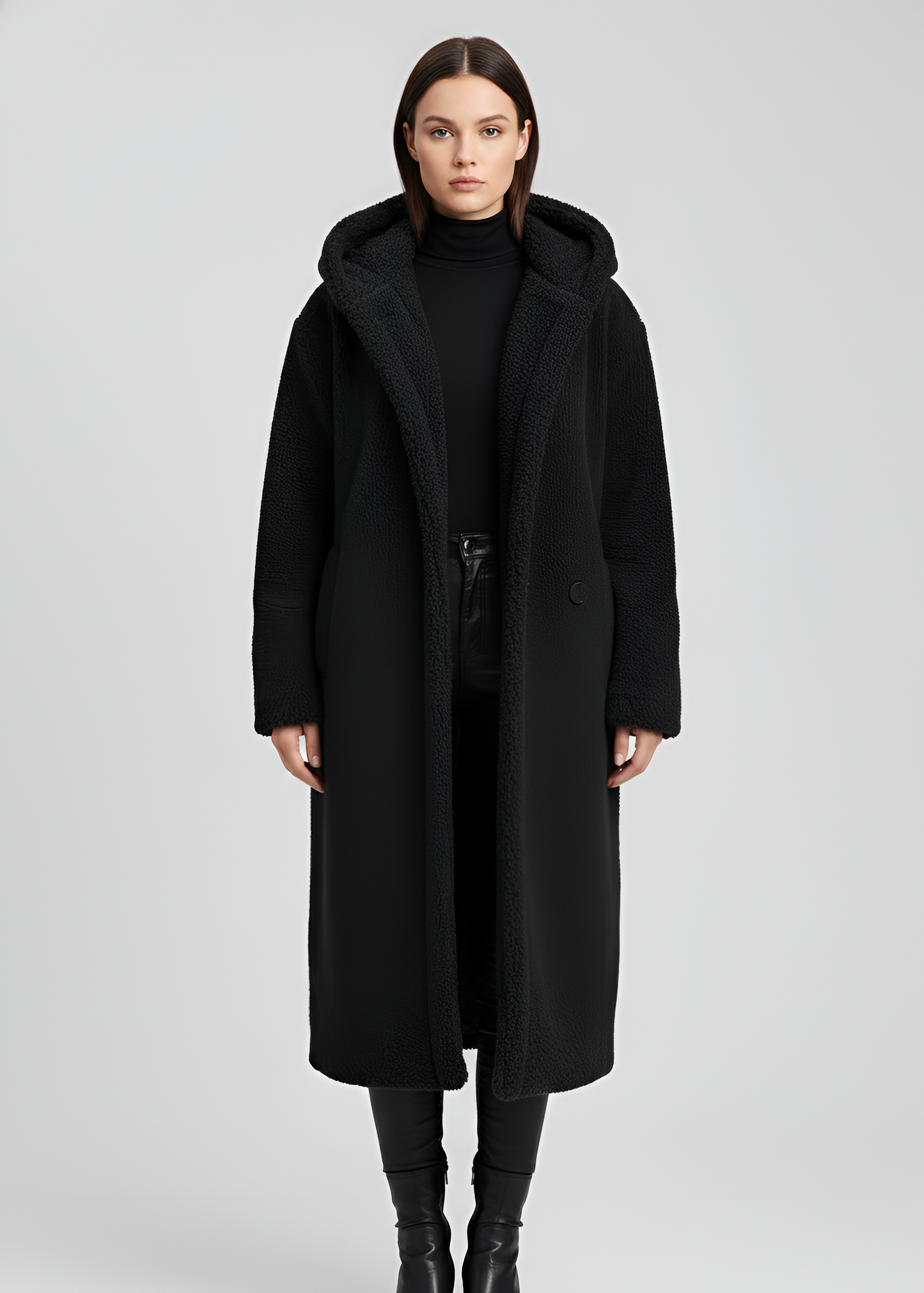 Women's Long Teddy Coat Plush Hooded Winter Outerwear