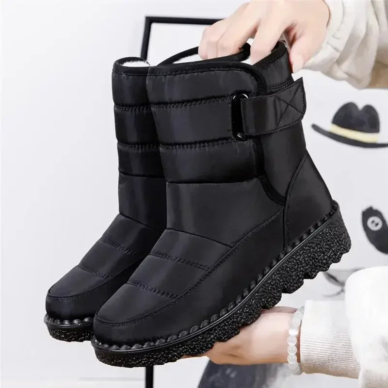 Women's Ankle Boots Leather Side Strap Winter Brown