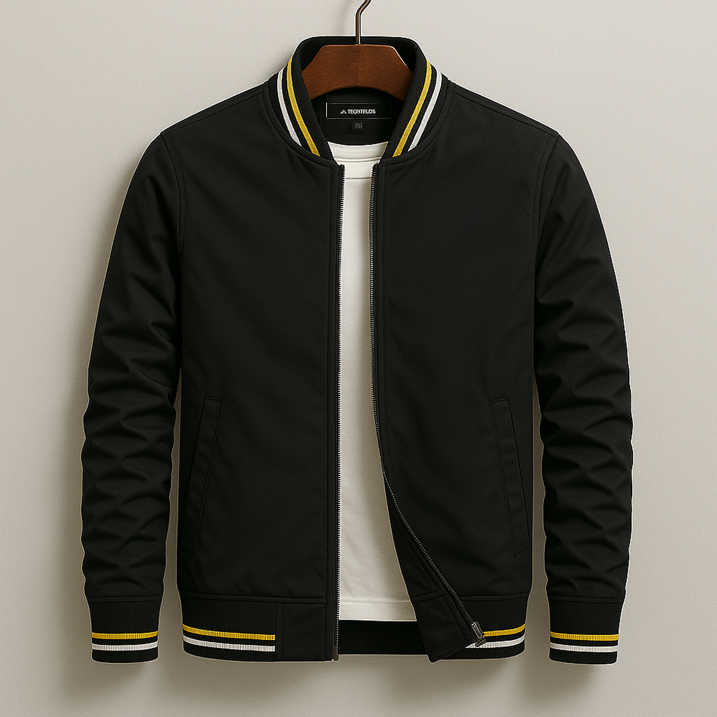 Men's Lightweight Bomber Jacket Zip-Up Ribbed Trim