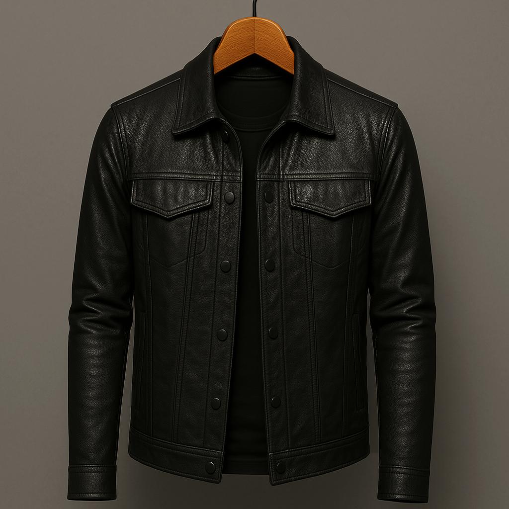 Men's Stand Collar Jacket Cotton Snap Front Chest Pockets