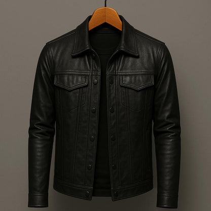Men's Stand Collar Jacket Cotton Snap Front Chest Pockets
