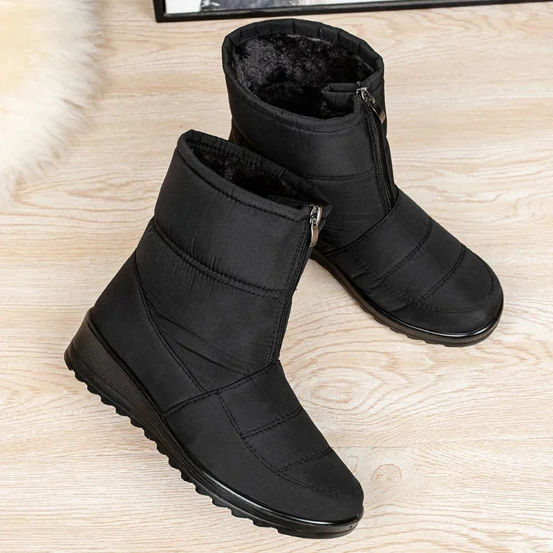 Women's Ankle Boots Leather Side Strap Winter Brown
