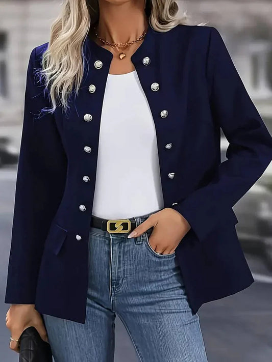 Women's Military Long Sleeve Button Down Blouse - Fashinoza