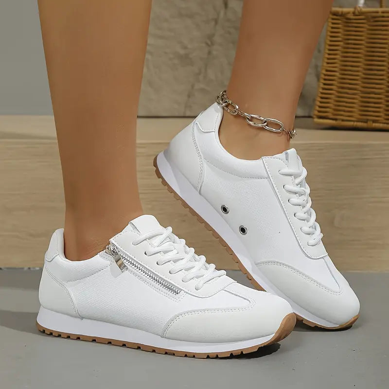 Women's Vulcanized Sneakers Patchwork Lace Up Low Top Casual Walking Shoes