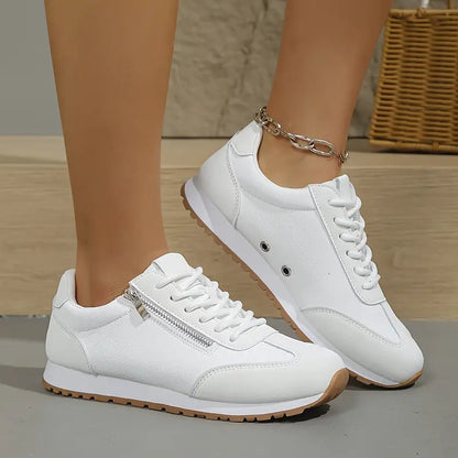 Women's Vulcanized Sneakers Patchwork Lace Up Low Top Casual Walking Shoes