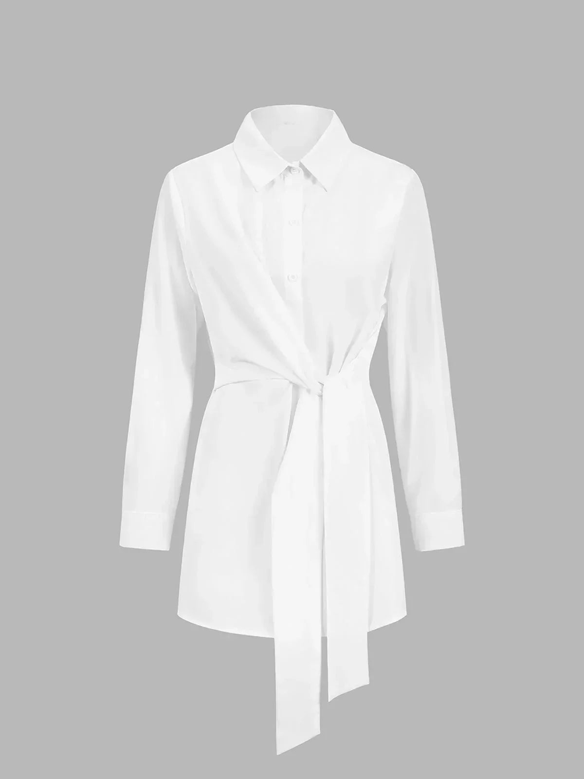 Women's Oversized Long Sleeve Shirt With Front Tie Belt