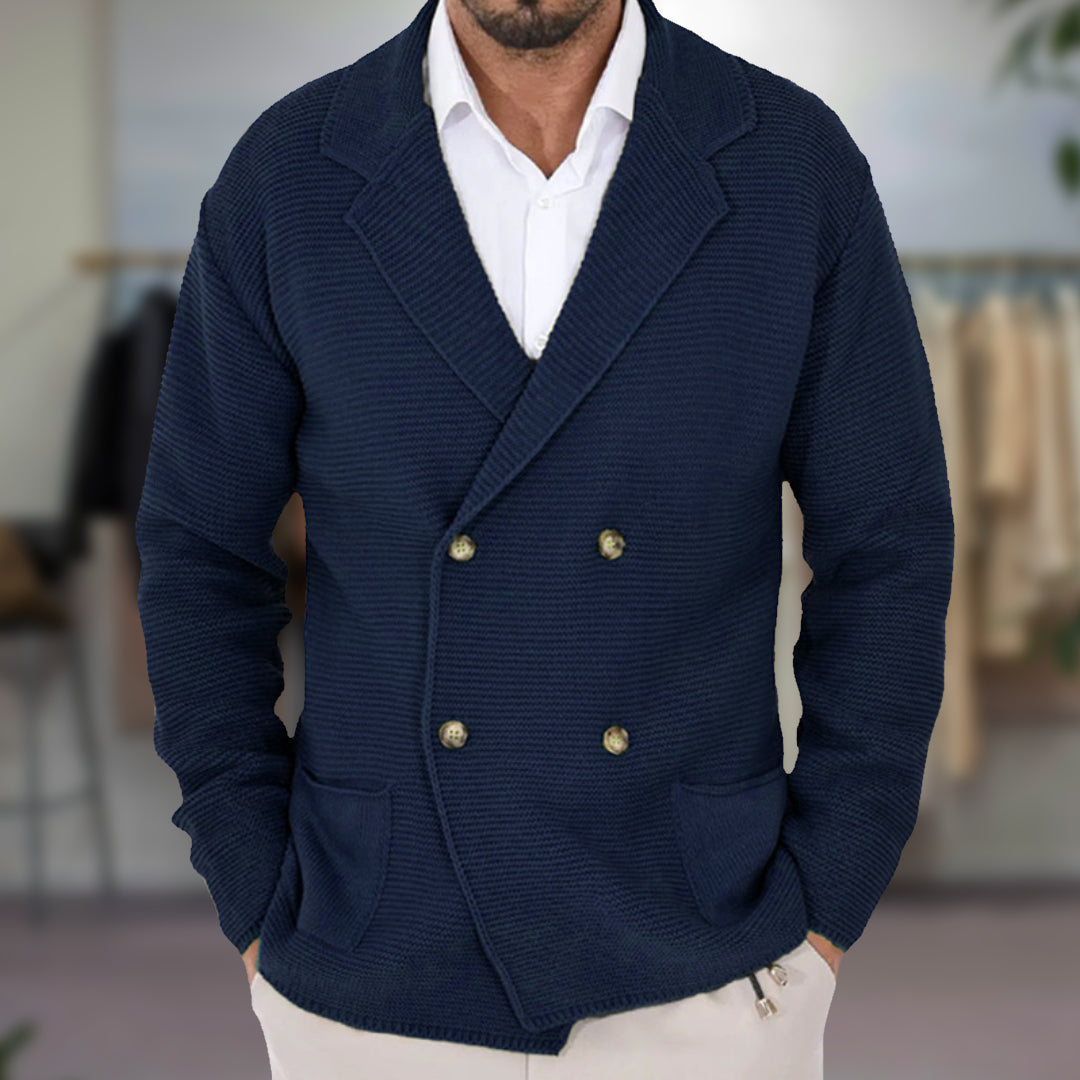 Men's Knit Cardigan Double-Breasted Blazer Style - Fashinoza