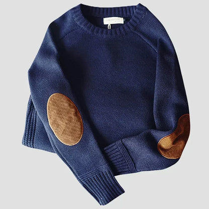 Ryan | Men Spring Elbow Patch Crewneck Sweater