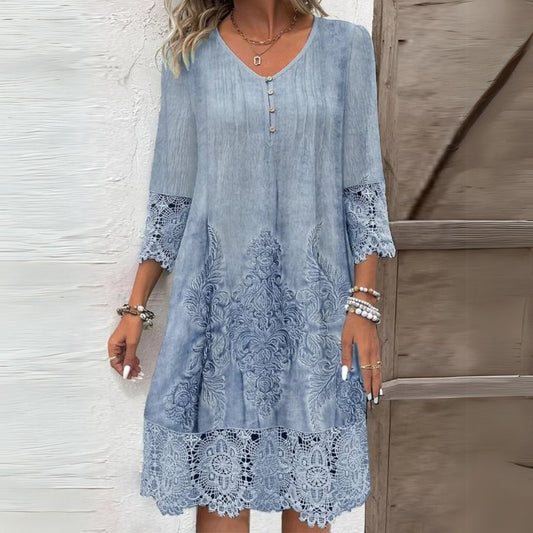 Women's Midi Lace Dress Long Sleeve - Fashinoza