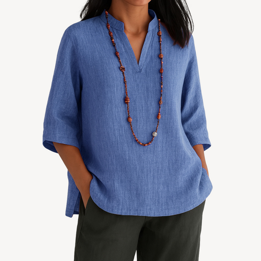 Grace | Women Spring Linen V Neck Blouse Top