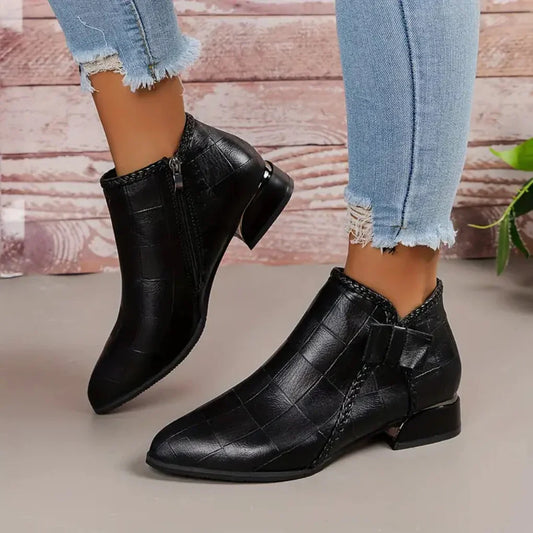 Women's Ankle Boots Low Heel - Fashinoza