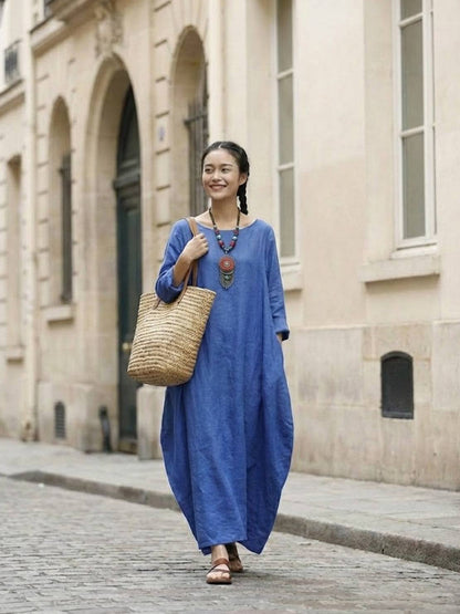 Women's Oversized Maxi Dress 3/4 Sleeves Boho Style