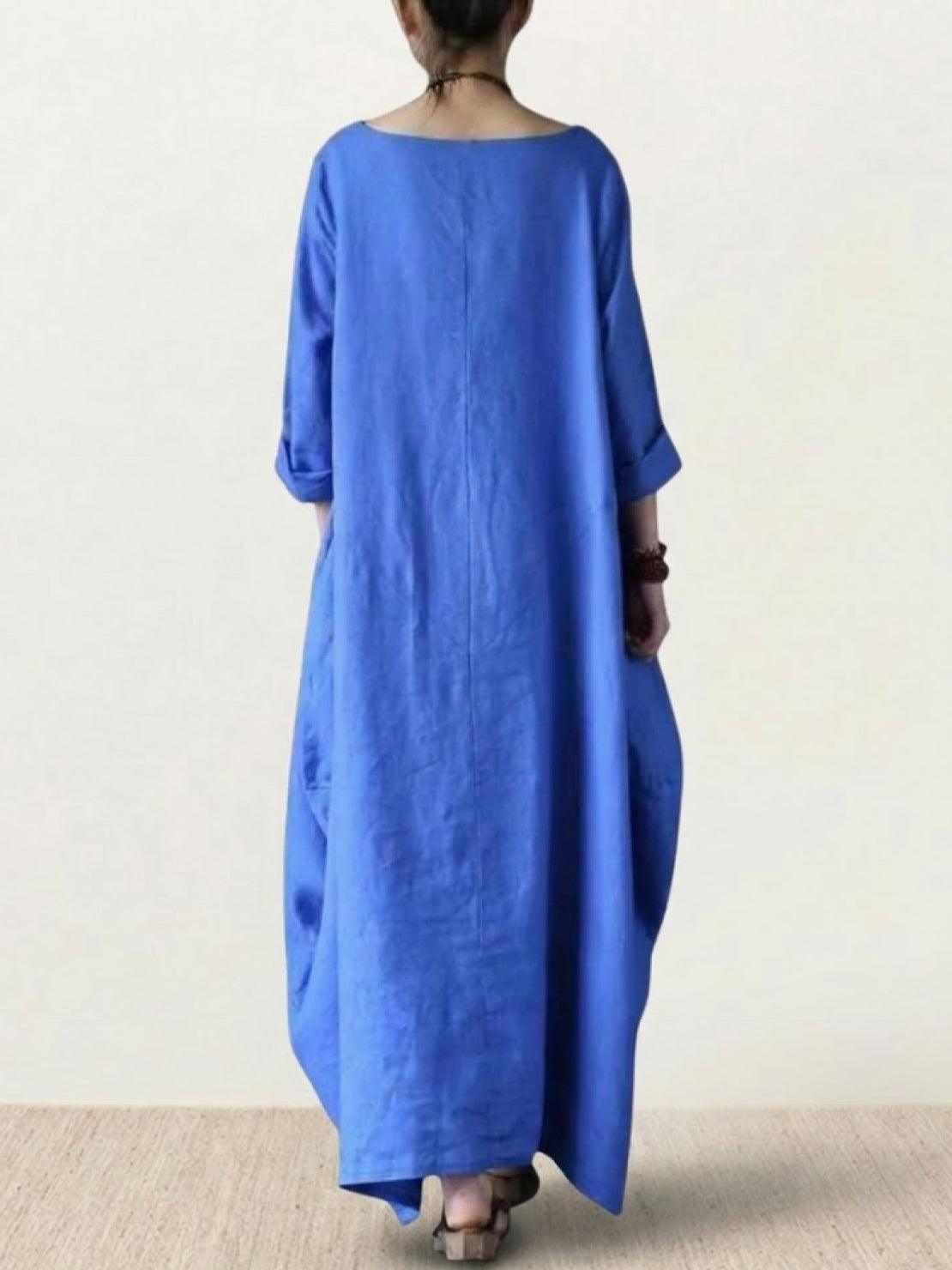 Women's Oversized Maxi Dress 3/4 Sleeves Boho Style