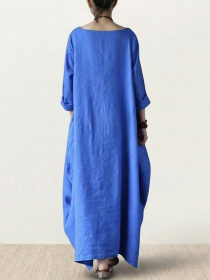 Women's Oversized Maxi Dress 3/4 Sleeves Boho Style
