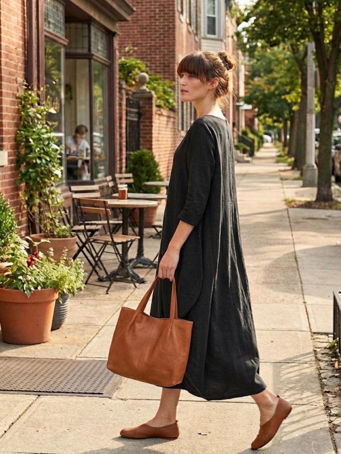 Women's Oversized Maxi Dress 3/4 Sleeves Boho Style