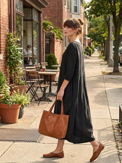 Women's Oversized Maxi Dress 3/4 Sleeves Boho Style