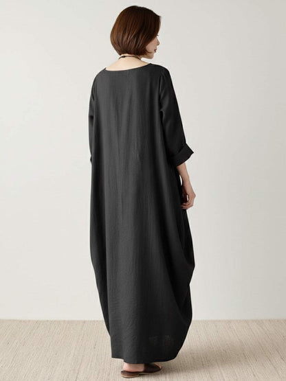 Women's Oversized Maxi Dress 3/4 Sleeves Boho Style