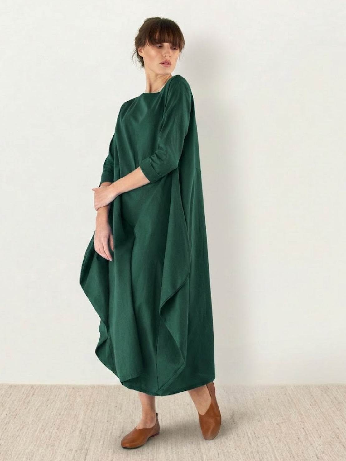 Women's Oversized Maxi Dress 3/4 Sleeves Boho Style