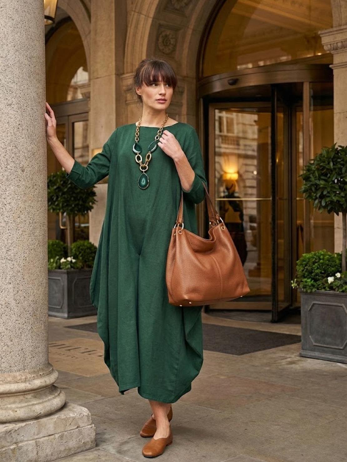Women's Oversized Maxi Dress 3/4 Sleeves Boho Style