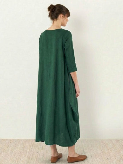 Women's Oversized Maxi Dress 3/4 Sleeves Boho Style
