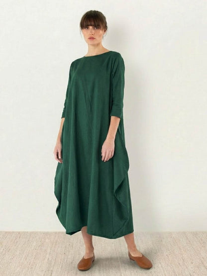 Women's Oversized Maxi Dress 3/4 Sleeves Boho Style