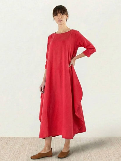 Women's Oversized Maxi Dress 3/4 Sleeves Boho Style