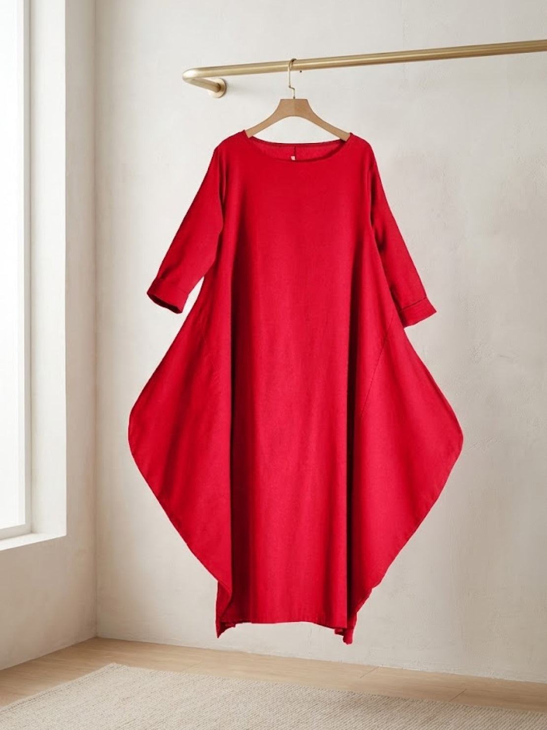 Women's Oversized Maxi Dress 3/4 Sleeves Boho Style