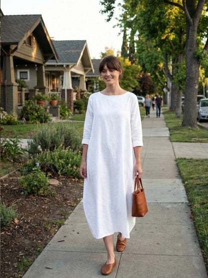 Women's Oversized Maxi Dress 3/4 Sleeves Boho Style
