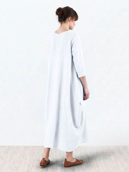 Women's Oversized Maxi Dress 3/4 Sleeves Boho Style