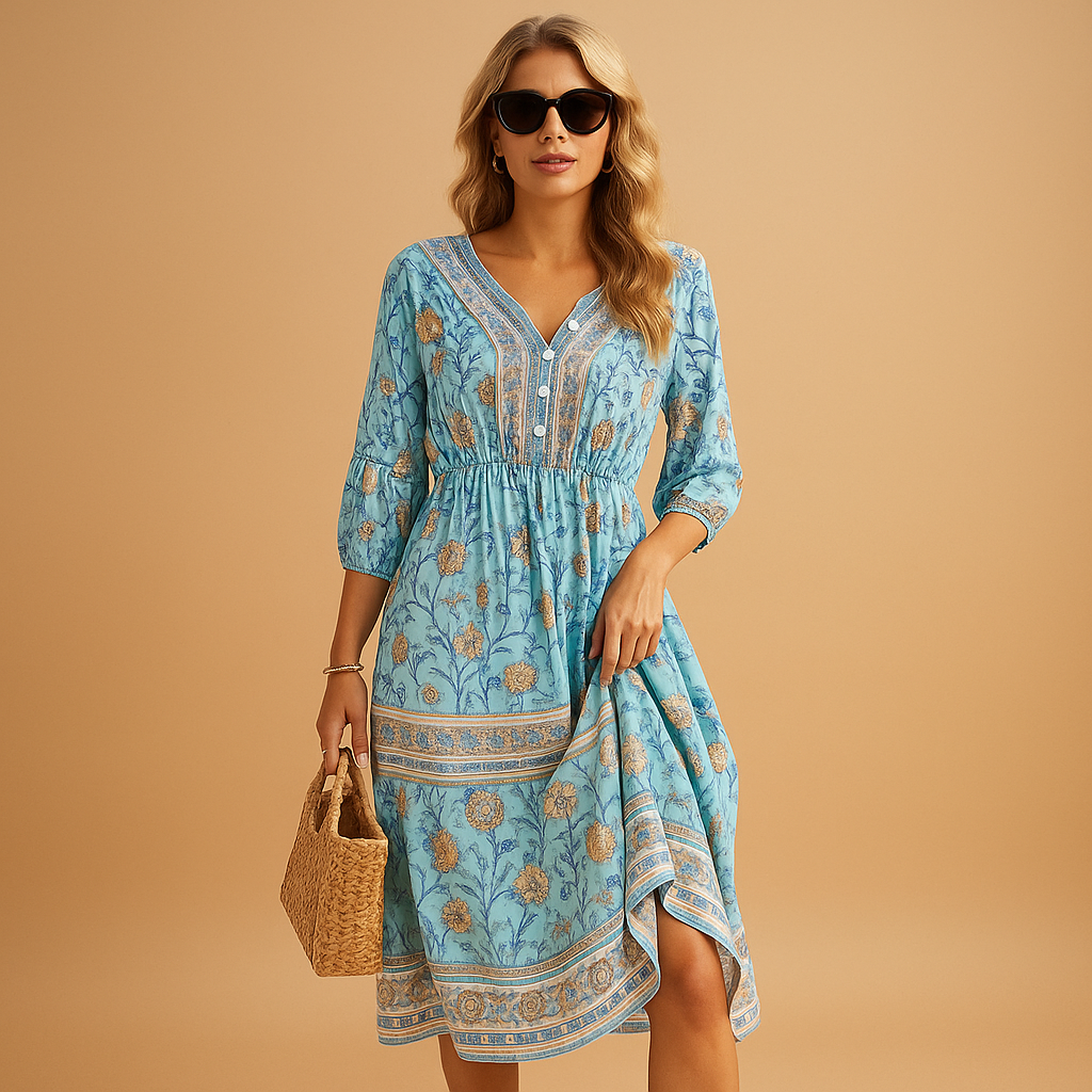 Women's Bohemian Summer Dress Relaxed Fit - 
Fashinoza