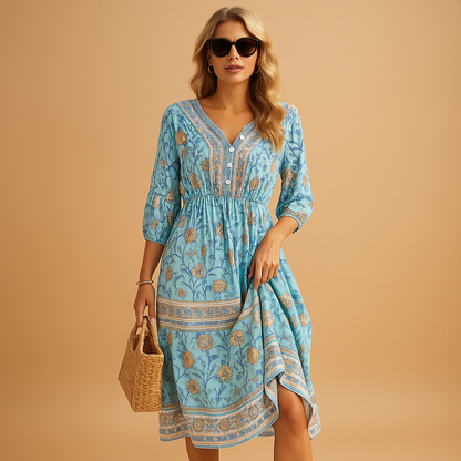 Women's Bohemian Summer Dress Relaxed Fit - 
Fashinoza
