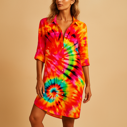 Women's V-Neck Summer Dress Boho Style - 
Fashinoza