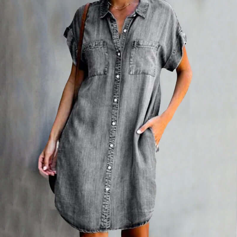 Image of Bonnie | Women's Button-Down Denim Mini Dress