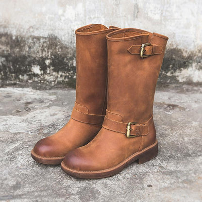 Women's Buckle Boots Comfortable Bold Style - Fashinoza