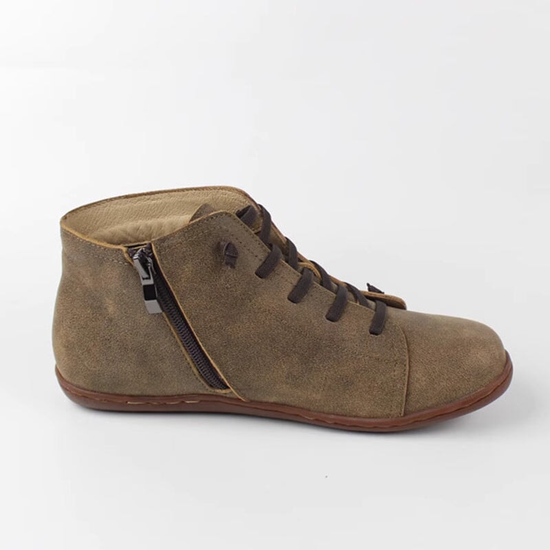 Women's Low Ankle Boots Lace Up Rounded Toe