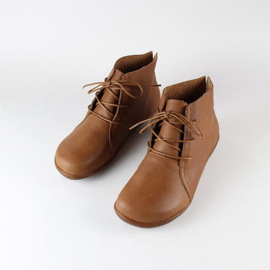 Women's Lace Up Ankle Boots Flat Style - Fashinoza