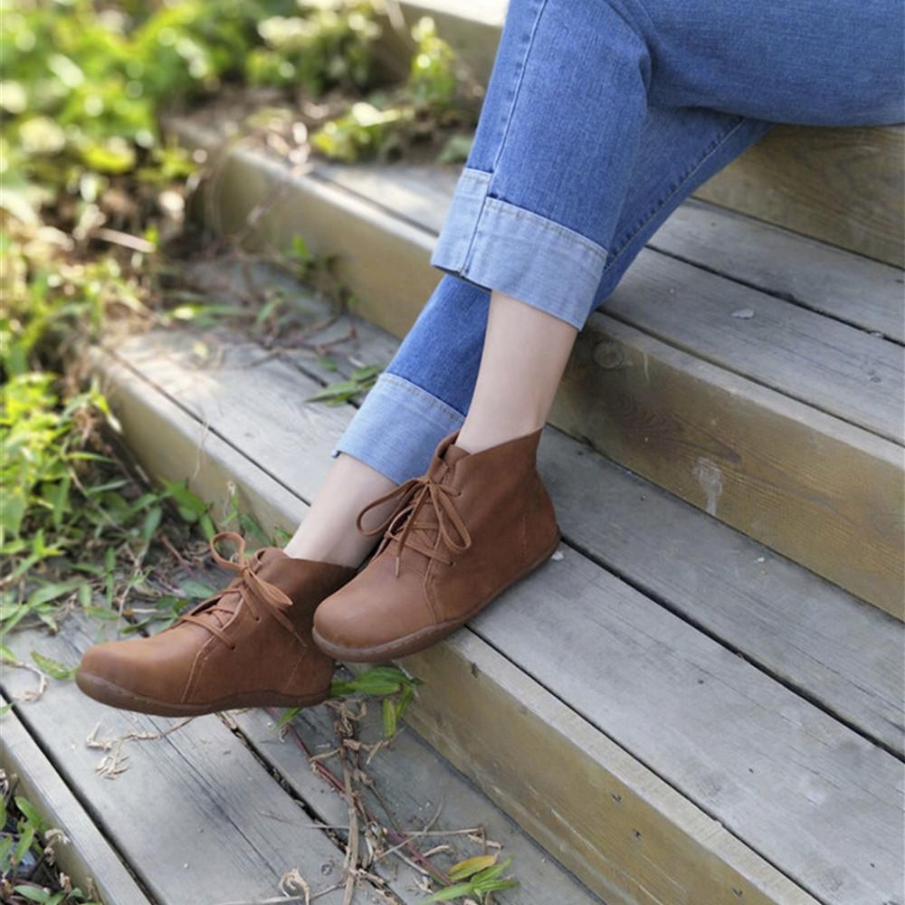 Women's Lace Up Ankle Boots Flat Style