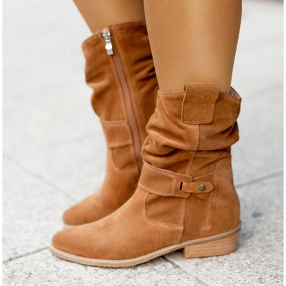 Women's Slouch Boots Rounded Toe - Fashinoza