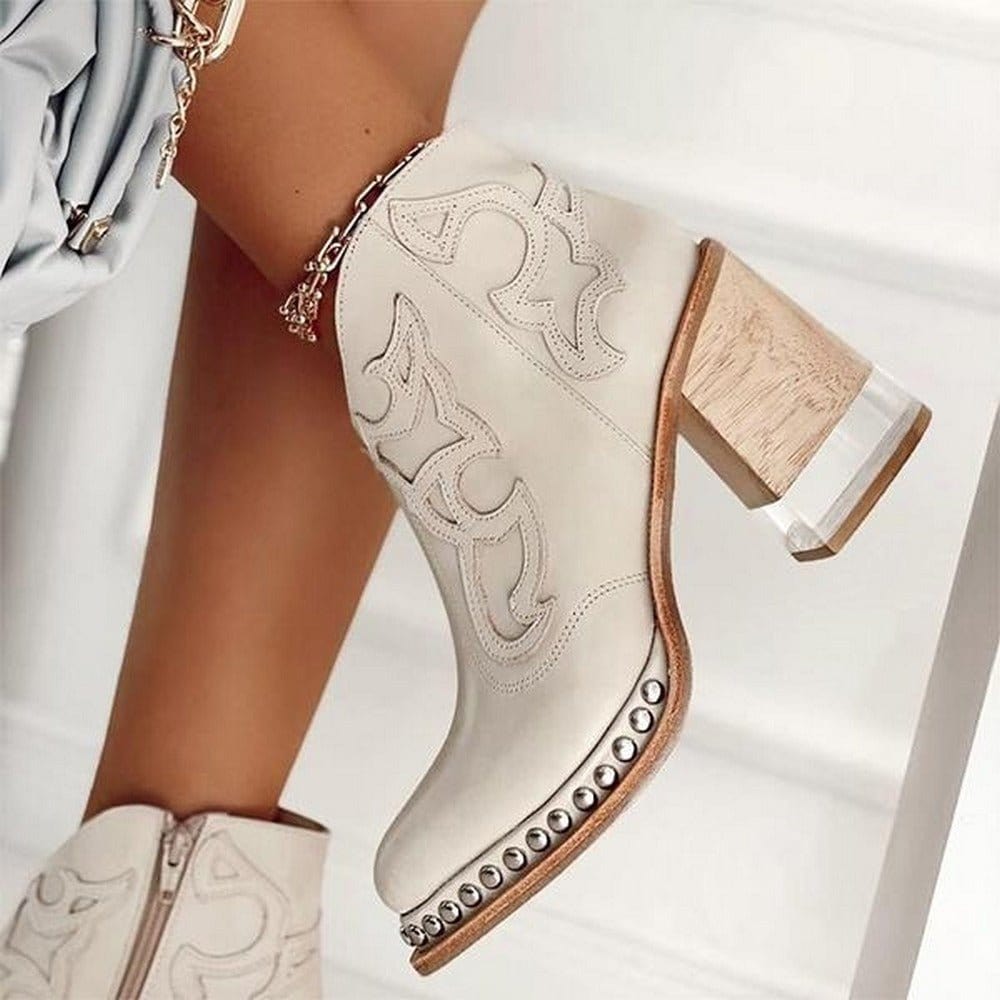 Women's Rounded Toe Boots Decorative Panel