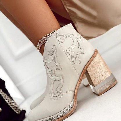 Women's Rounded Toe Boots Decorative Panel