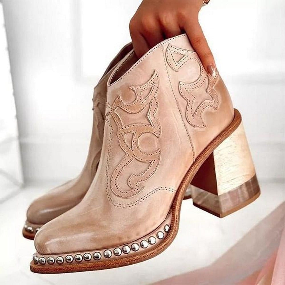 Women's Ankle Boots Block Heel Decorative Stitch