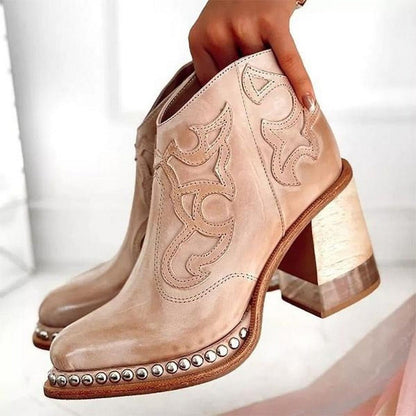 Women's Ankle Boots Block Heel Decorative Stitch