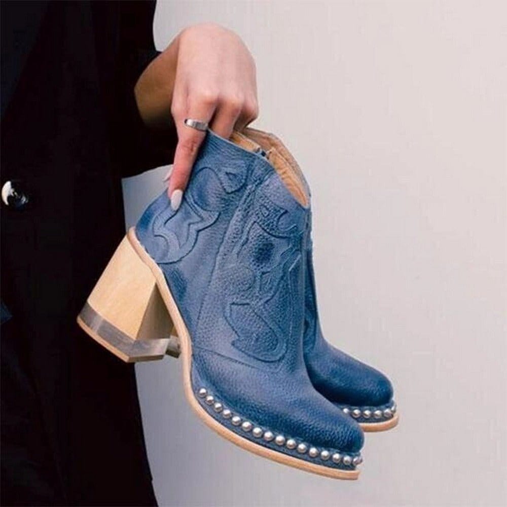 Women's Rounded Toe Boots Decorative Panel