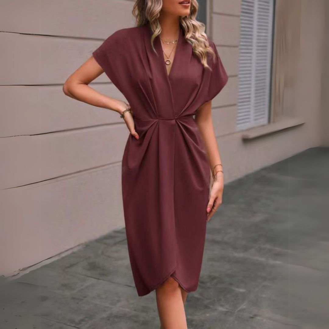 Denise Women's Draped Midi Dress - 
Fashinoza