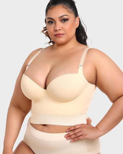 Women's Longline Push-Up Bra Built-In Shapewear