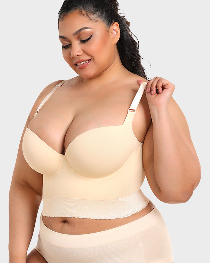 Women's Longline Push-Up Bra Built-In Shapewear