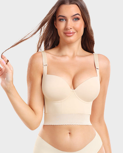 Women's Longline Push-Up Bra Built-In Shapewear