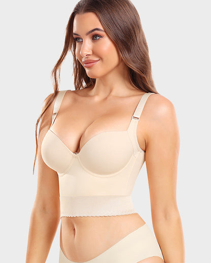 Women's Longline Push-Up Bra Built-In Shapewear